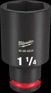 Milwaukee SHOCKWAVE Impact Duty Series 49-66-6234 Deep Impact Socket, 1-1/4 in Socket, 1/2 in Drive, Square Drive